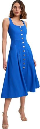 Karen Millen Square Neck Button-Front Midi Dress in Cobalt at Nordstrom, Size 12