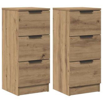 Berkfield Home Sideboards 2 pcs Artisan Oak 30x30x70 cm Engineered Wood in Brown | Size: 30 x 30 x 70 cm