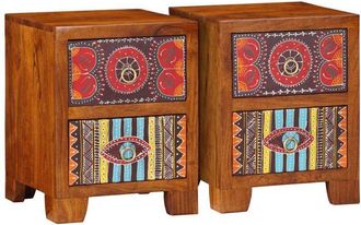 vidaXL Vidaxl - Mesita De Noche 2 Uds 35x35x45 Cm Madera Maciza De Acacia