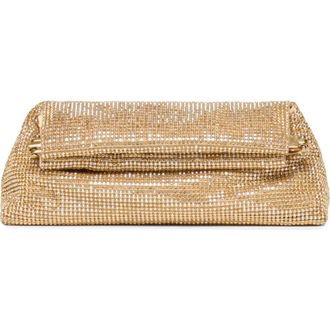 Dolce Vita Akila Crystal Mesh Foldover Clutch in Gold at Nordstrom