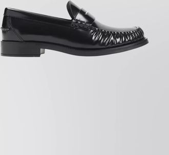 Prada round toe leather loafers with shiny finish