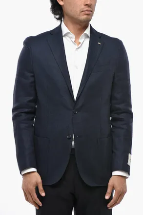 Corneliani CC COLLECTION Giacca a 2 Bottoni in Misto Lino con Rever Classico Corneliani
