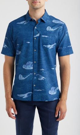 Tori Richard Honu Sighting Performance Pucker Shirt in Navy at Nordstrom, Size X-Large