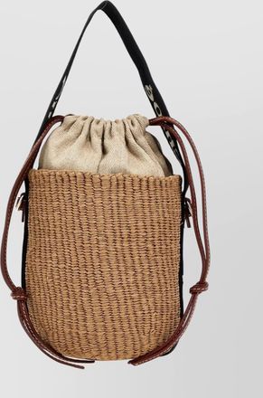 Chlo&eacute; woody small raffia bucket bag