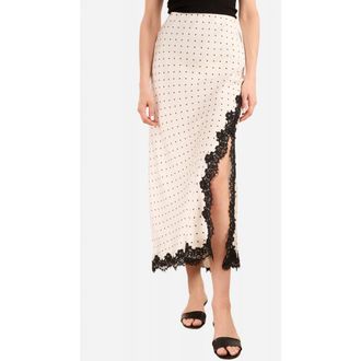 Cami NYC Teagan Polka Dot Lace Accent Silk Maxi Skirt in Pin Dot at Nordstrom, Size X-Small