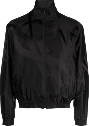 Saint Laurent logo-print tonal silk jacket - men - Acetate/Cupro/Silk - 48 - Black