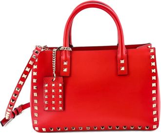 Valentino Garavani Borsa tote Rockstud convertibile piccola - Rosso