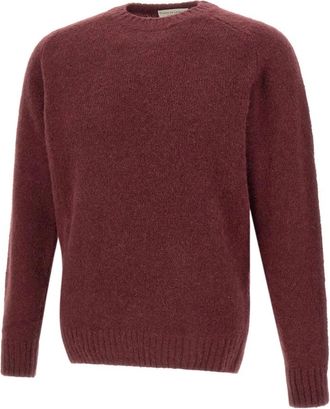FILIPPO DE LAURENTIIS Baby Alpaca Sweater - Heren - Ronde hals truien - Paars - M - Wol - Truien & Vesten