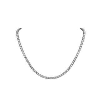 Grown Brilliance 2 Carat Round Lab Grown Diamond Tennis Necklaces in Sterling Silver, Chain Length 16.5 Inches