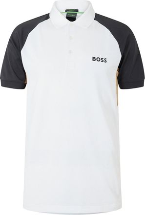 HUGO BOSS Mens Collared Neck Raglan Sleeve Polo Shirt in White - Size X-Large