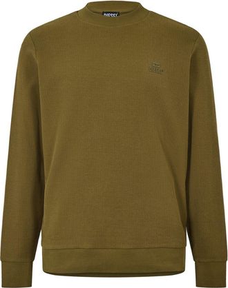 Diesel Mens Crew Neck Ribbed Collar Long Sleeve Sweatshirt in Brown - Size X-Small