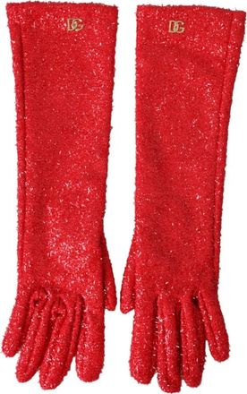 Dolce & Gabbana Lurex Fantasia Handschoenen tot Halve Arm - unisex - Handschoenen - Rood - ONE Size - Accessoires