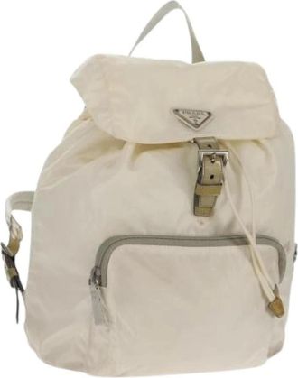 Prada Pre-owned Vintage Nylon Rugzak - Dames - Vintage Rugzakken - Wit - ONE Size - Nylon - Vintage