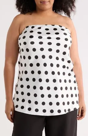 Renee C Polka Dot Strapless Tunic Top in White at Nordstrom Rack, Size 1 X