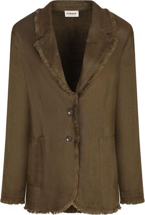 P.A.R.O.S.H. Womens Beach Linen Jacket - Dark Green - Size Large