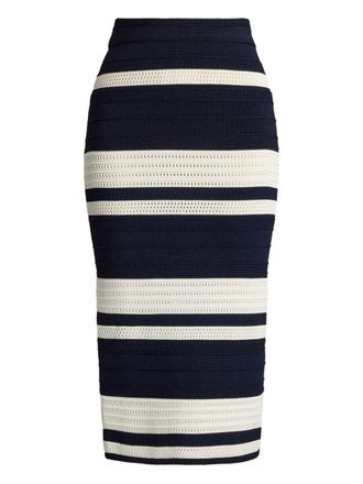 Ralph Lauren Collection striped textured Ferris skirt - women - Viscose/Polyamide/Spandex/Elastane - M - Blue