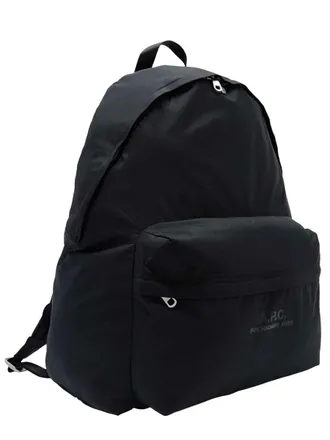 A.P.C. Mens Logo Backpack Black Polyamide Backpacks