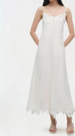 SIMKHAI Ellery Embroidered Bustier Midi Dress In White
