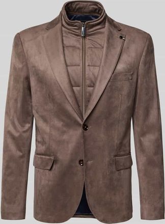 Bugatti 2-Knopf-Sakko mit Reißverschluss in Mittelbraun Mel, Größe 48