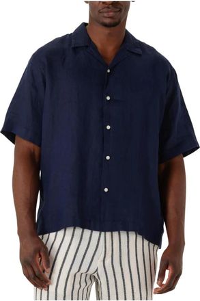 Selected Casual Donkerblauw Overhemd Resort - Heren - Korte mouwen Overhemden - Blauw - S - Katoen - Overhemden