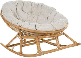 Beliani Beliani - Silla mecedora boho ratán beige claro cojines tela algodón resistencia media interior natural Orvieto