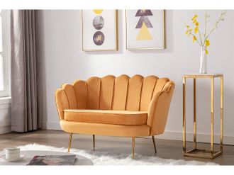 Pascal Morabito Divano 2 posti conchiglie in Velluto Giallo senape - DANDELION di Pascal Morabito