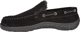 Clarks Clarks Mens Suede Leather Sherpa Lined Ankle Bootie Slipper JMH1952 - Removable Padded Insole - Indoor Outdoor House Slippers For Men (11 M US, Black)