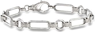 Ross-Simons Sterling Silver Oval and Paper Clip Link Bracelet