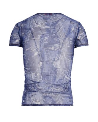 Diesel Denim-Effect Mesh T-Shirt - Blue