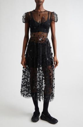 Cecilie Bahnsen CBnanna Sequin Blossom Tulle Dress in Black Sequin Blossom Tulle at Nordstrom, Size 2 Us