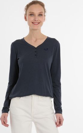 Ragwear Langarmshirt RAGWEAR PINKKI, Damen, Gr. XXL, navy, Jersey, Obermaterial: 50% Baumwolle, 50% Polyester, unifarben, normal, V-Ausschnitt, Shirts Langarm