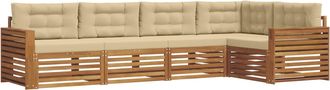 vidaXL Conjunto De Sof&aacute;s De Exterior 5 Uds. Natural Y Beige Vidaxl