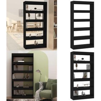 vidaXL Libreria/Divisorio Nero 80x30x166 cm in Truciolato - Divisorio in legno - Libreria nera