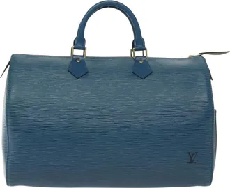 Louis Vuitton Speedy Handbag Epi Leather Blue Leather Handbag (Pre-Owned)