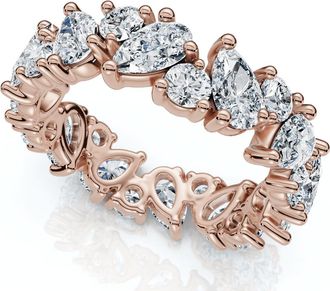 Pompeii3 3Ct Pear & Round Diamond Eternity Ring 14k Gold or Platinum Lab Grown