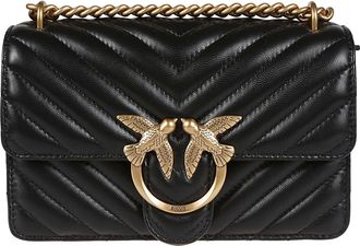 Pinko Love One Mini Chevron Quilted Nappa Leather Shoulder Bag