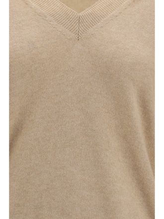 Malo Womens Sweater V-Neck Cashmere Light Sand (capra Hircus)