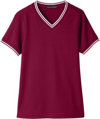 Devon & Jones Womens CrownLux PerformancePlaited Tipped V-Neck Shirt