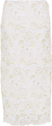 Fabiana Filippi embroidered open-knit skirt - women - Cotton - 44 - Neutrals