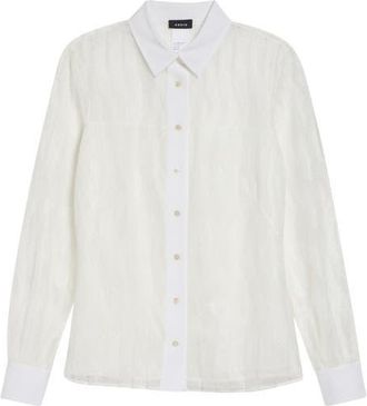 Akris High Plains Tulle Jacquard Button-Up Shirt in Ecru at Nordstrom, Size 12