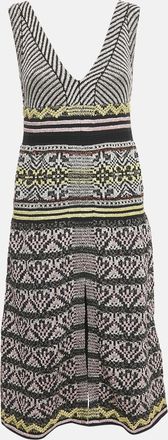 M Missoni Multicolor Patterned Lurex Knit V-Neck Sleeveless Dress