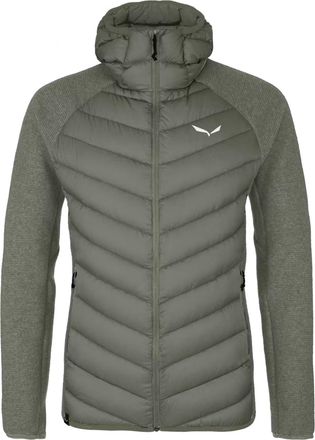 Salewa Green Fanes Sarner Jkt Quilted Knit-Sleeve Hooded Jacket