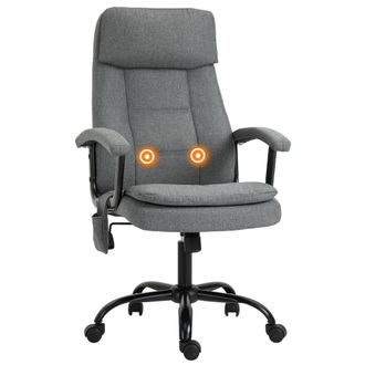 Vinsetto Massage Office Chair Linen Computer Chair with Adjustable Height Grey | TJ Hughes