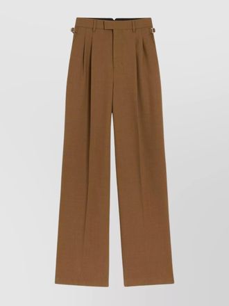 Ami virgin wool high-rise pleated wide-leg trousers