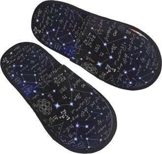Generic Women Men House Slippers Physical Formulas Slippers Warm Soft Shoes For Indoor Outdoor, For Home, Hotel, Travel, M