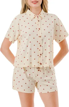 MARCUS ADLER Heart Pajamas in White at Nordstrom Rack, Size X-Large