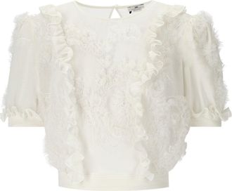 Elisabetta Franchi Ivory Ruffled Top