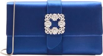 Manolo Blahnik Capri Crystal-embellished Satin Clutch - Blue - One Size