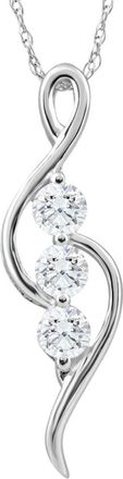 Pompeii3 1/3Ct TW Three Stone Diamond Pendant 10k White Gold Womens Necklace 23mm tall