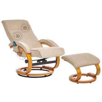 Beliani Beliani - Sill&oacute;n De Masaje Reclinable Moderno Con Reposapi&eacute;s Con Calefacci&oacute;n De Tela Beige Hero